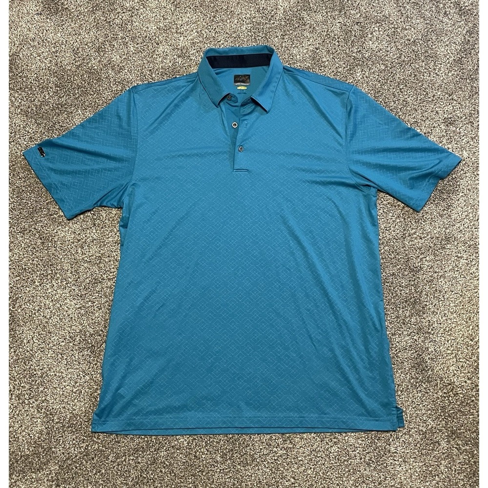 Greg Norman Polo Shirt Mens Large Blue ML75 Play Dry‎ Golf Performance Stretch